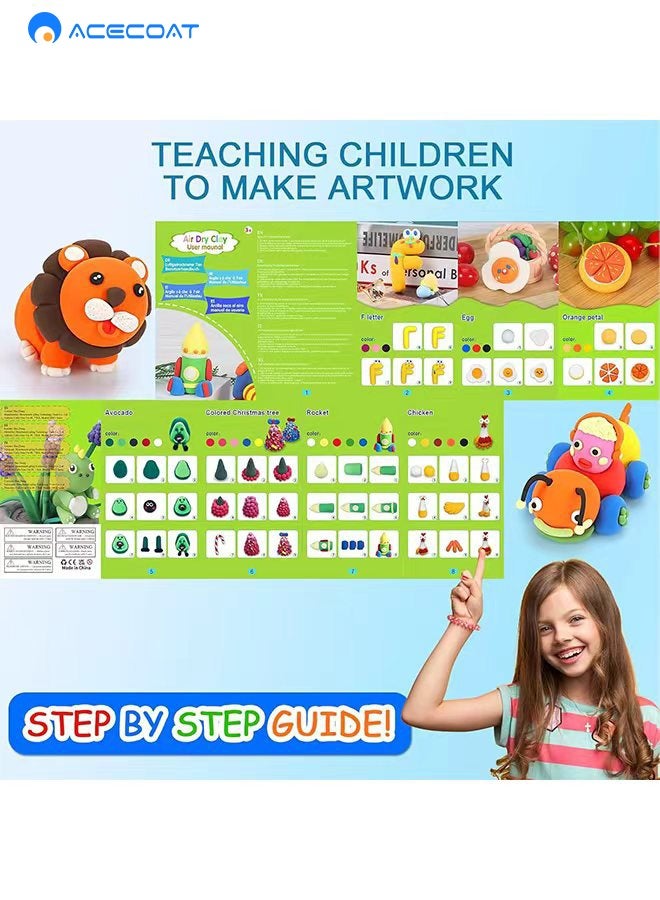 ACECOAT Air Dry Clay, 48 Color Modeling Set With 3 Sculpting Tools, Magic Foam Clay For Kids And Adults, Gift For Boys And Girls - Image 2